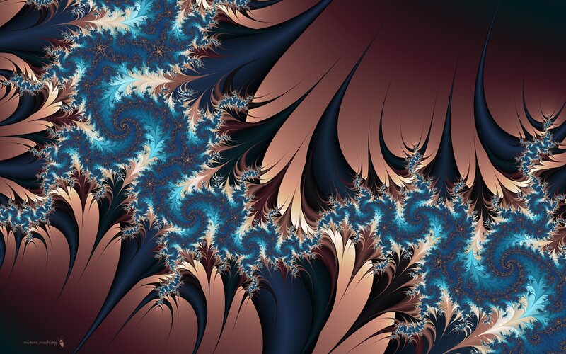 Fractal Pattern with Spirals — Blue, Dramatic, Digital Art