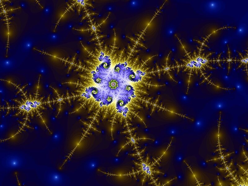 Fractal Pattern with Spirals — Blue, Dramatic, Night