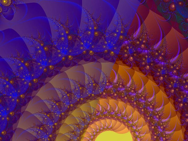 Fractal Pattern with Spirals — Blue, Hypnotic, Abstract, Circles, Dots
