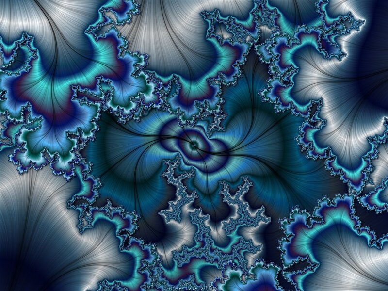 Fractal Pattern with Spirals — Blue, Hypnotic, Abstract, Patterns