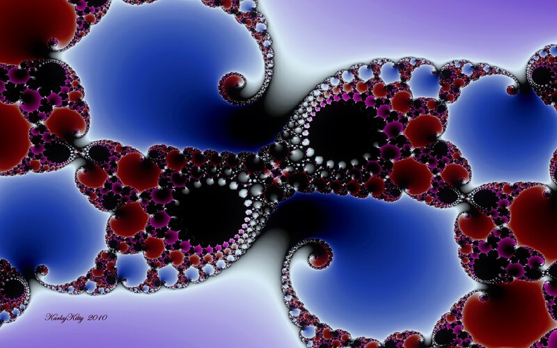 Fractal Pattern with Spirals — Blue, Hypnotic, Digital Art, Bubbles