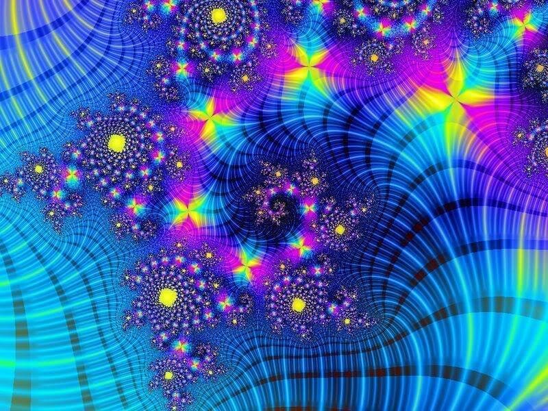 Fractal Pattern with Spirals — Blue, Hypnotic, Digital Art, Stars