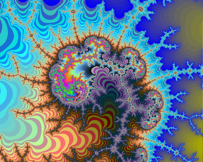 Fractal Pattern with Spirals — Blue