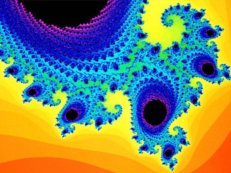 Fractal Pattern with Spirals — Blue, Vibrant, Abstract, Circles, Color Gradient