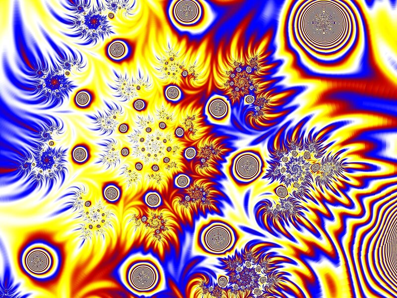 Fractal Pattern with Spirals — Blue, Vibrant, Abstract