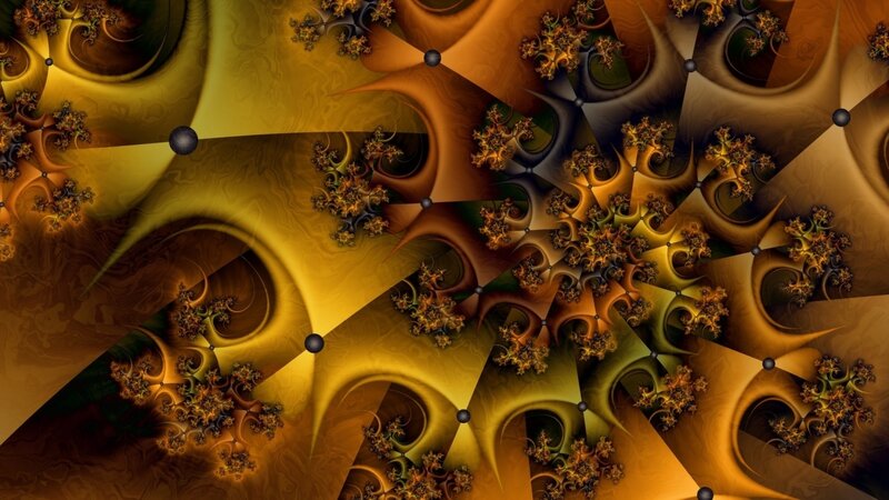 Fractal Pattern with Spirals — Gold