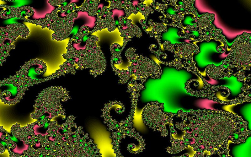 Fractal Pattern with Spirals — Green, Chaotic