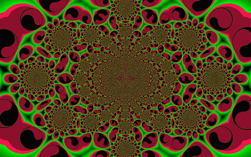 Fractal Pattern with Spirals — Green, Hypnotic, Abstract