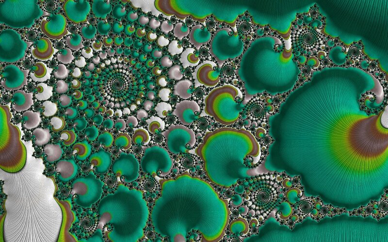 Fractal Pattern with Spirals — Green, Hypnotic, Digital Art, Circles