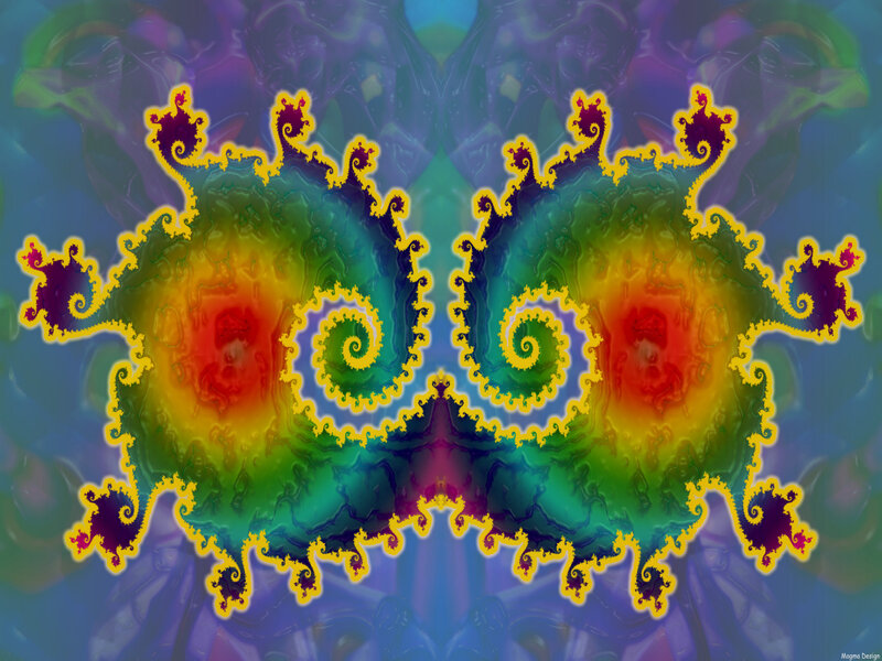 Fractal Pattern with Spirals — Green, Hypnotic, Digital Art, Color Gradient