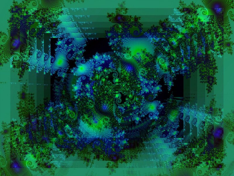 Fractal Pattern with Spirals — Green, Hypnotic, Digital Art