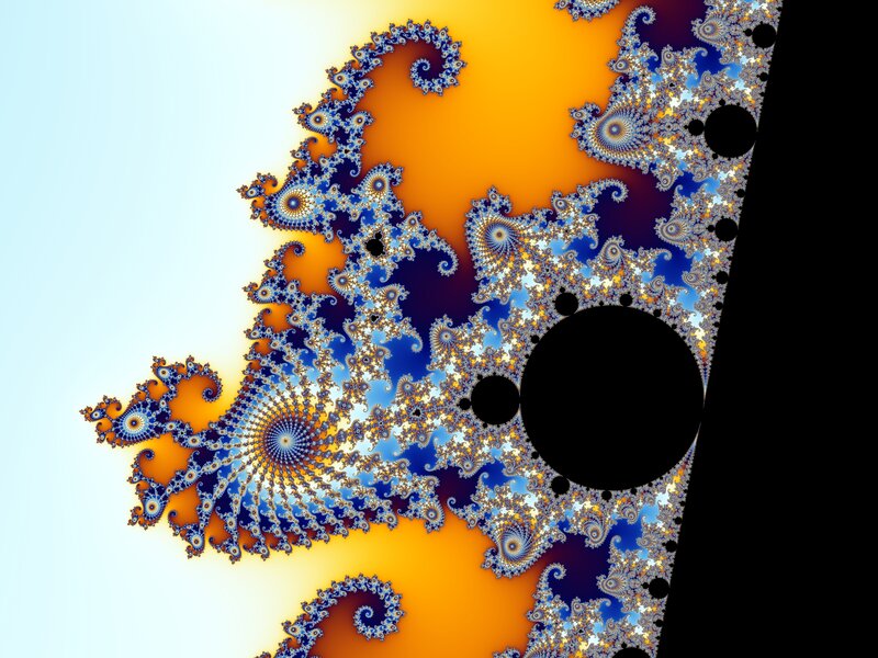 Fractal Pattern with Spirals — Orange, Complex