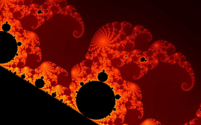 Fractal Pattern with Spirals — Red, Dramatic, Digital Art