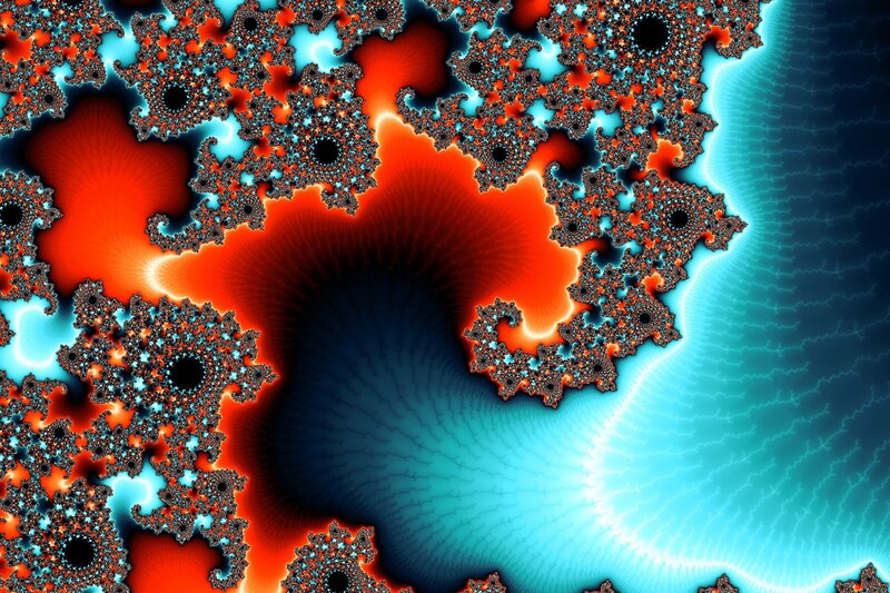 Fractal Pattern with Spirals — Red, Dramatic