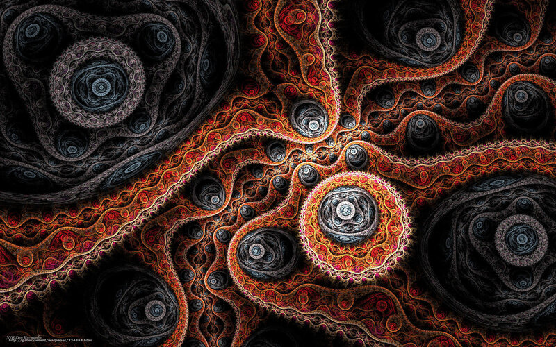 Fractal Pattern with Spirals — Red, Hypnotic, Digital Art