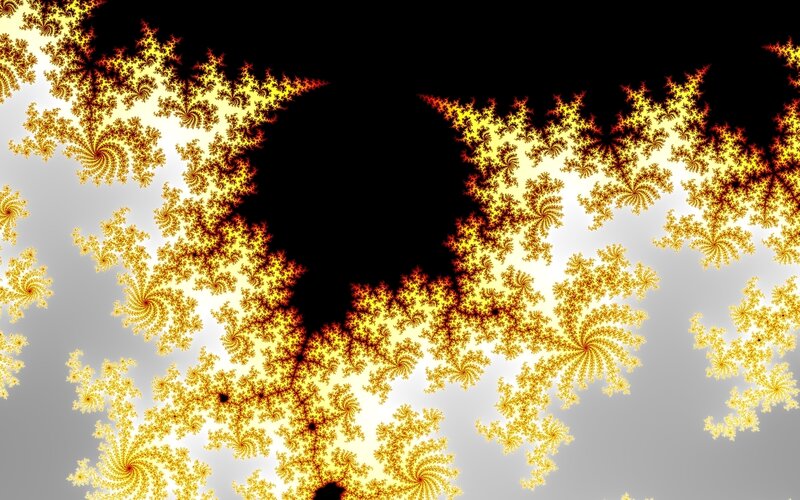 Fractal Pattern with Spirals — Yellow, Dramatic, Abstract