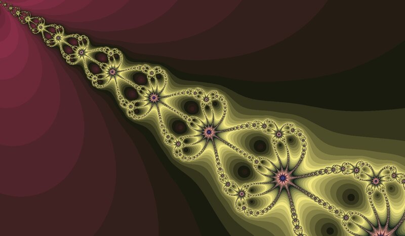 Fractal Pattern with Spirals — Yellow, Hypnotic, Digital Art, Circles