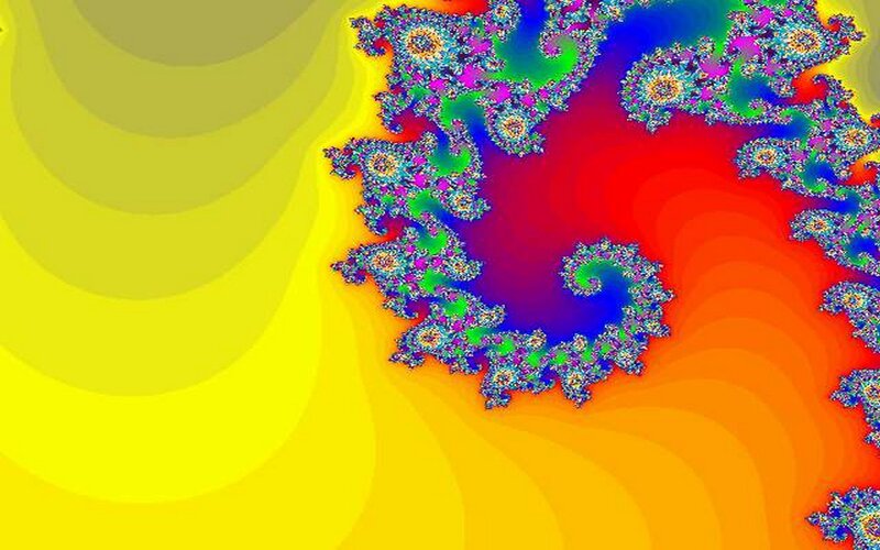 Fractal Pattern with Spirals — Yellow, Vibrant, Abstract