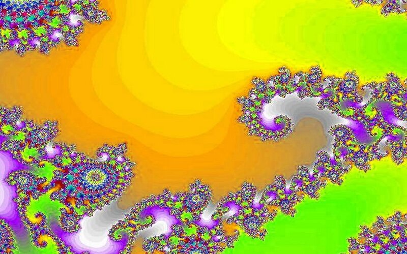 Fractal Pattern with Spirals — Yellow, Vibrant, Digital Art