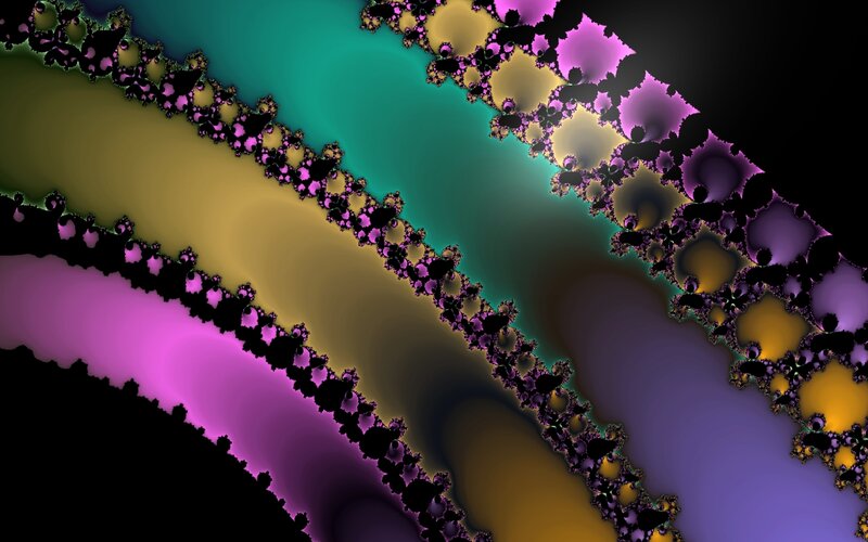 Fractal Pattern with Swirls — Purple, Hypnotic, Abstract, Color Gradients, Black Background