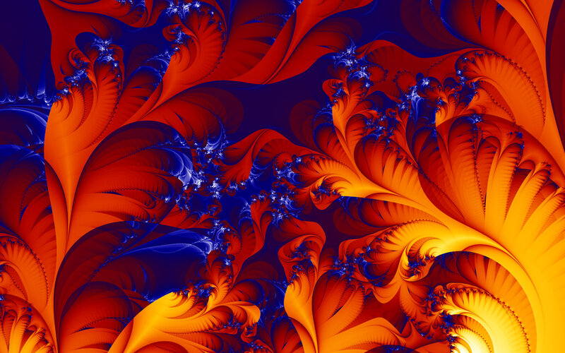 Fractal Pattern with Swirls — Red, Dynamic, Abstract, Feathers
