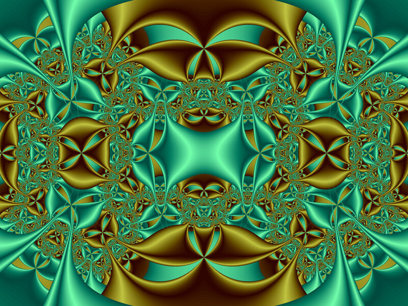 Fractal pattern with teal and gold