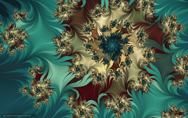 Fractal pattern with teal and gold