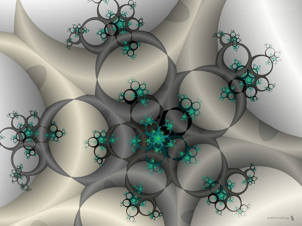 Fractal pattern with teal and gray circles