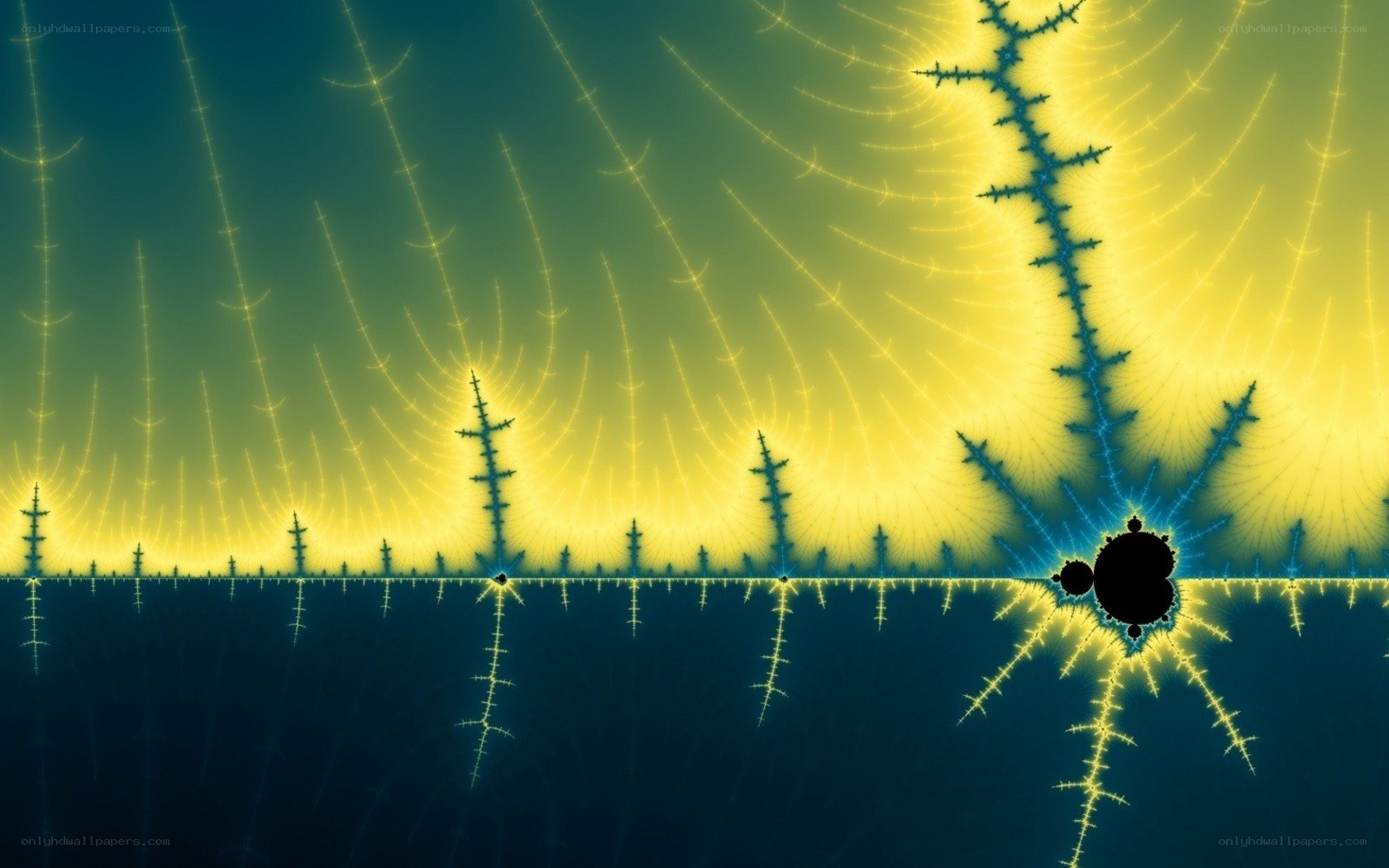 fractal pattern with yellow and blue hues
