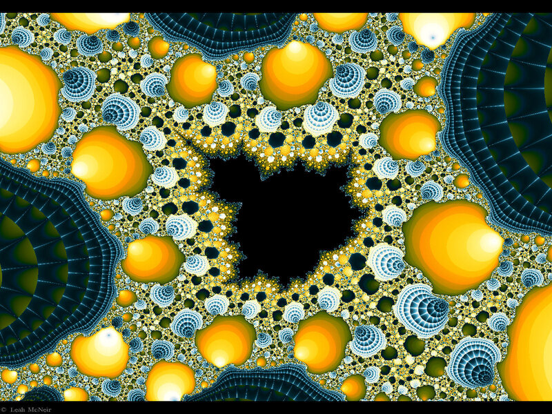 Fractal pattern with yellow and blue spirals