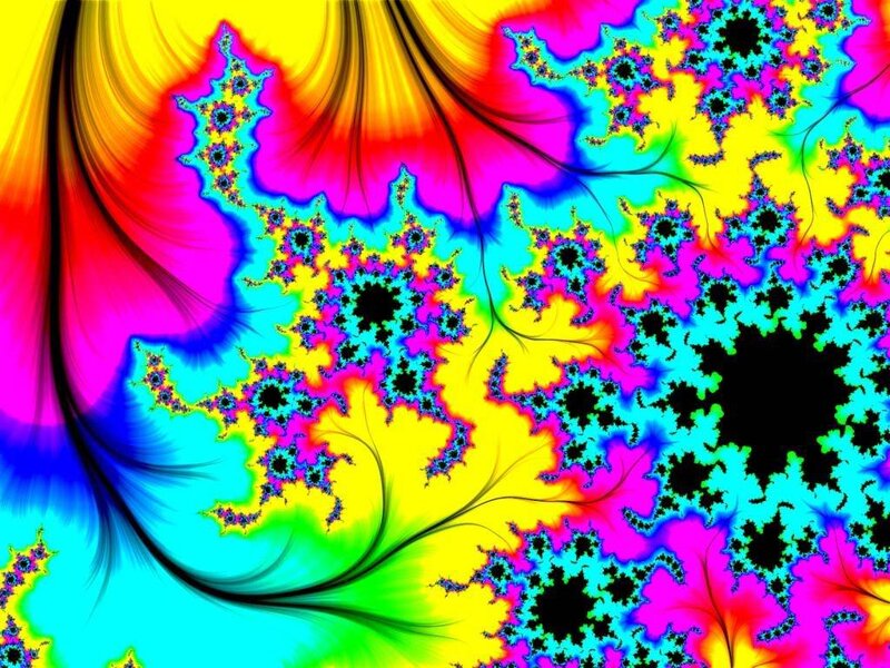 Fractal Pattern — Yellow, Vibrant, Abstract, Colorful, Black Lines