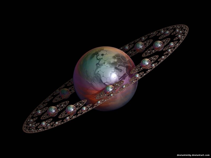 Fractal planet with rings
