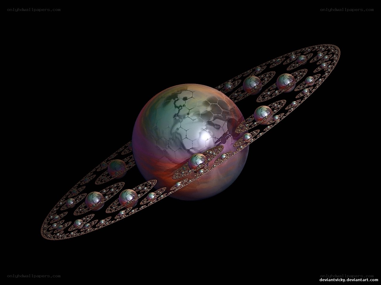 Fractal planet with rings