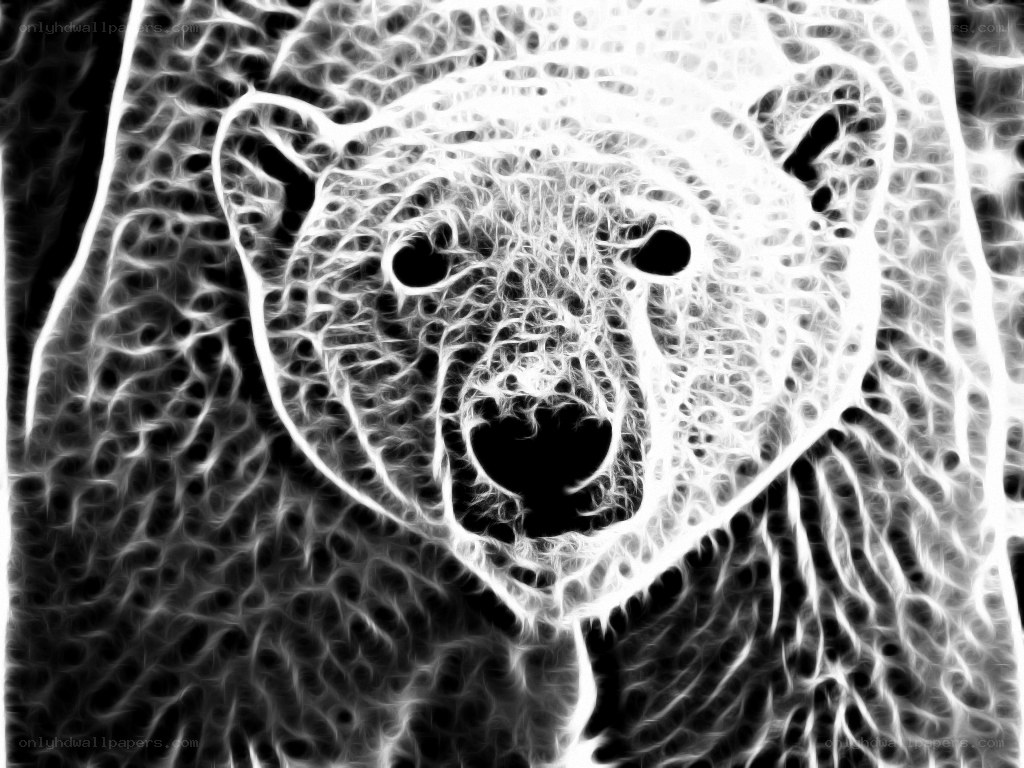 fractal polar bear portrait