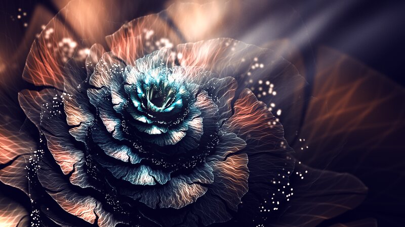 Fractal Rose Flower — Blue