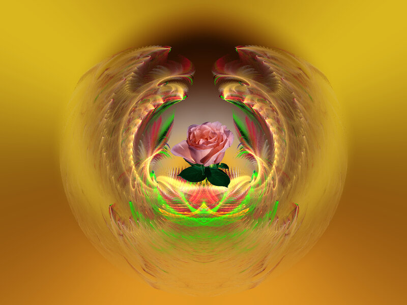 Fractal rose in golden vortex