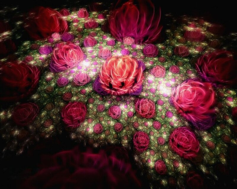 Fractal Rose Pattern — Red, Dramatic