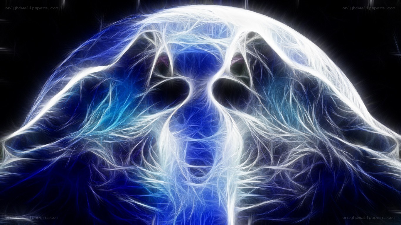fractal skull with blue energy