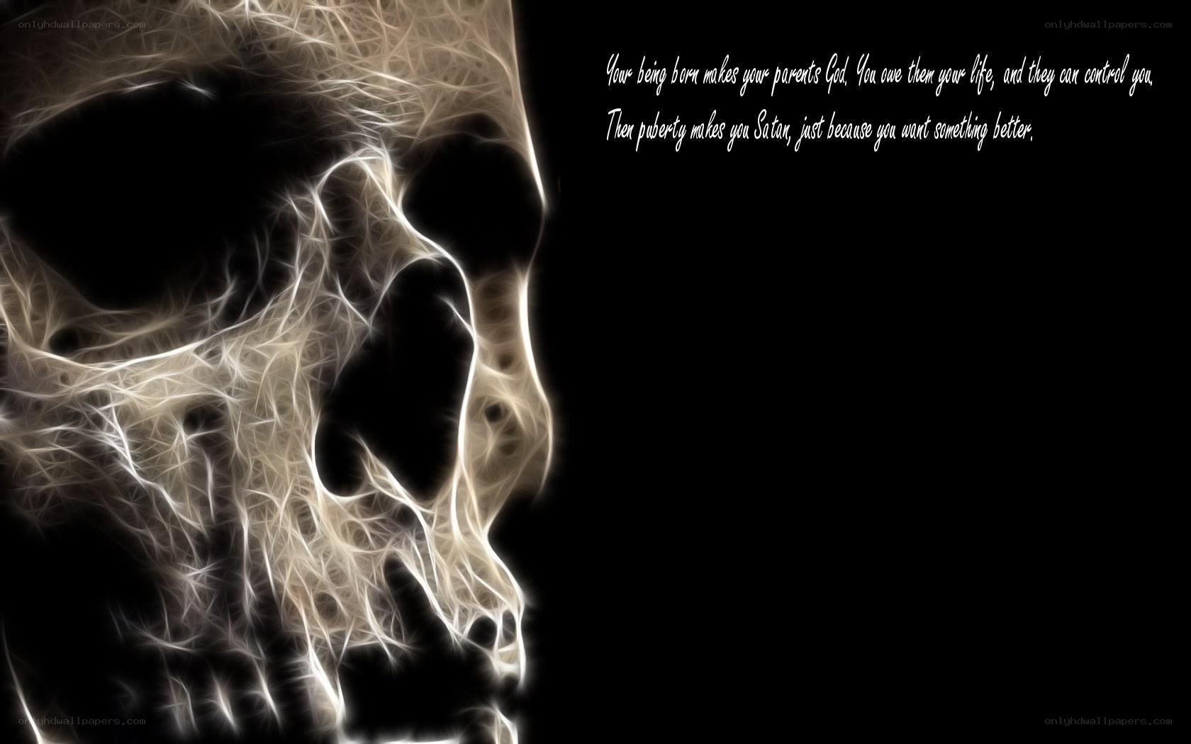 fractal skull with quote