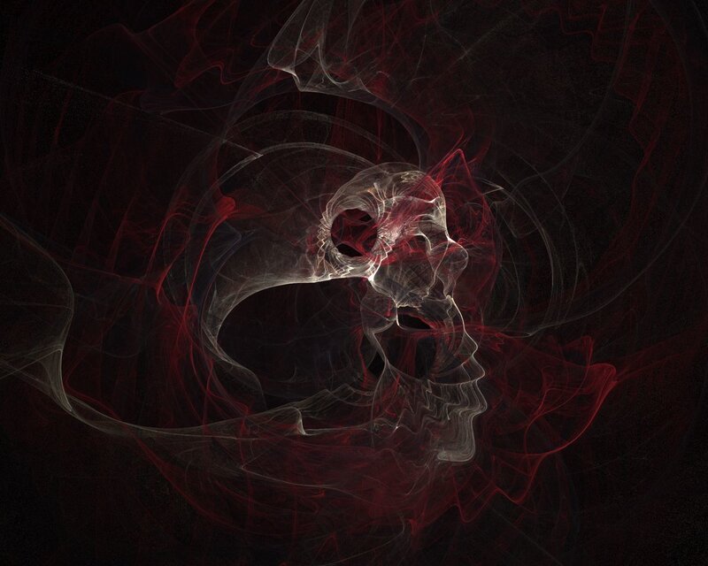 fractal skull with red energy