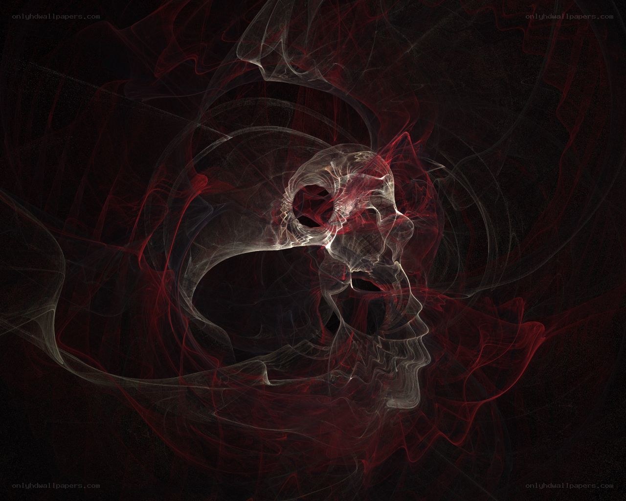 fractal skull with red energy