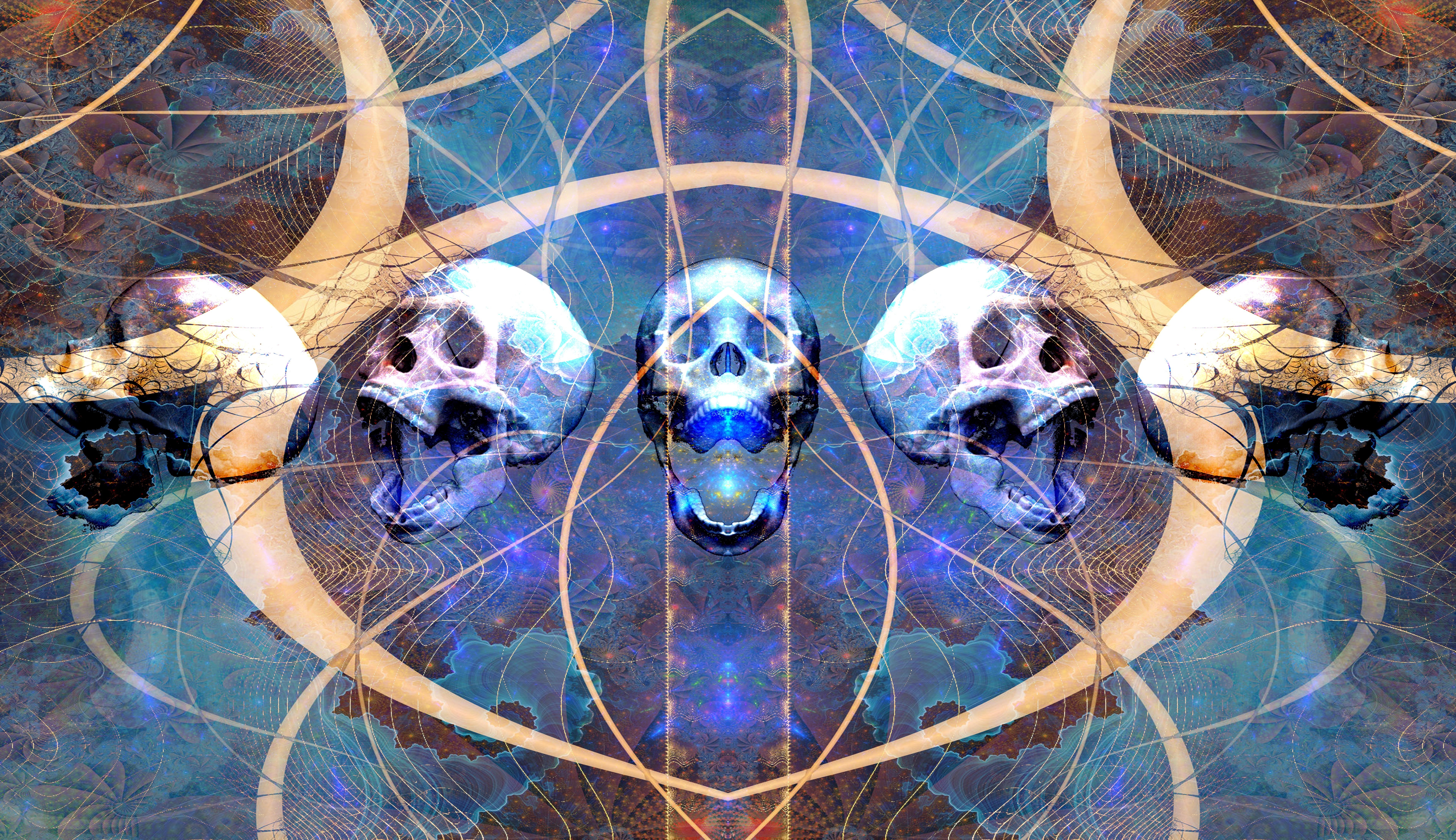 fractal skulls and geometric patterns
