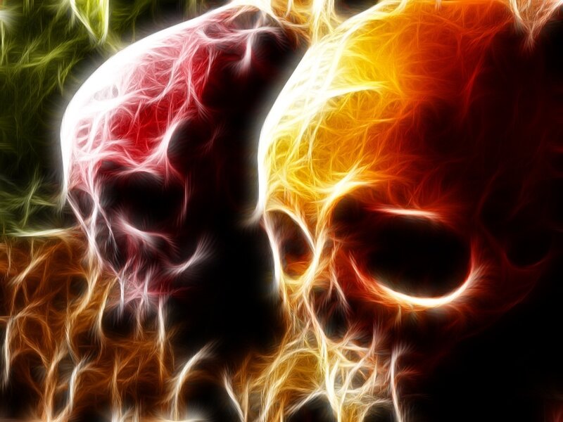 fractal skulls in fire