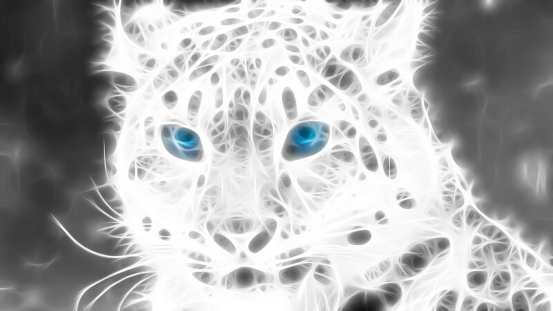fractal snow leopard eyes