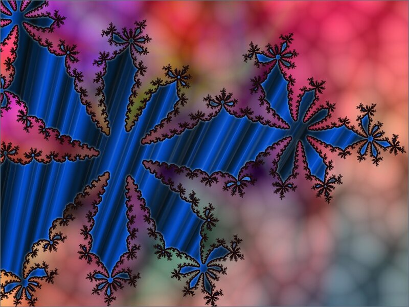 Fractal Snowflake Pattern — Blue, Abstract, Digital Art, Snowflakes