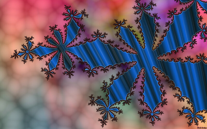 Fractal Snowflake Pattern — Blue, Abstract, Digital Art