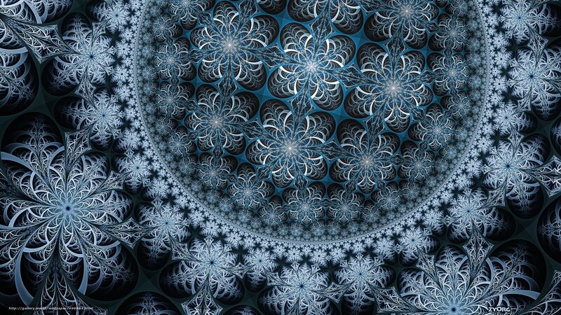 Fractal Snowflake Pattern — Blue, Hypnotic