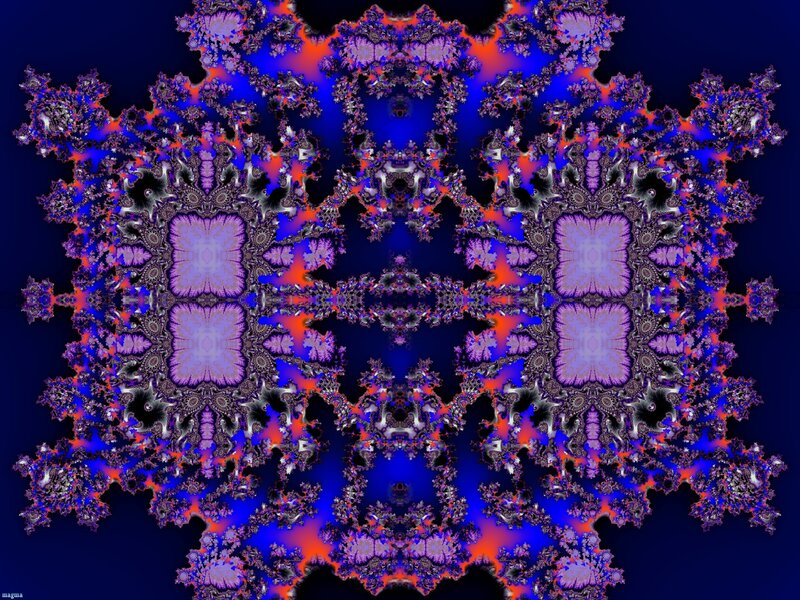 Fractal Snowflake Pattern — Blue, Symmetrical, Digital Art