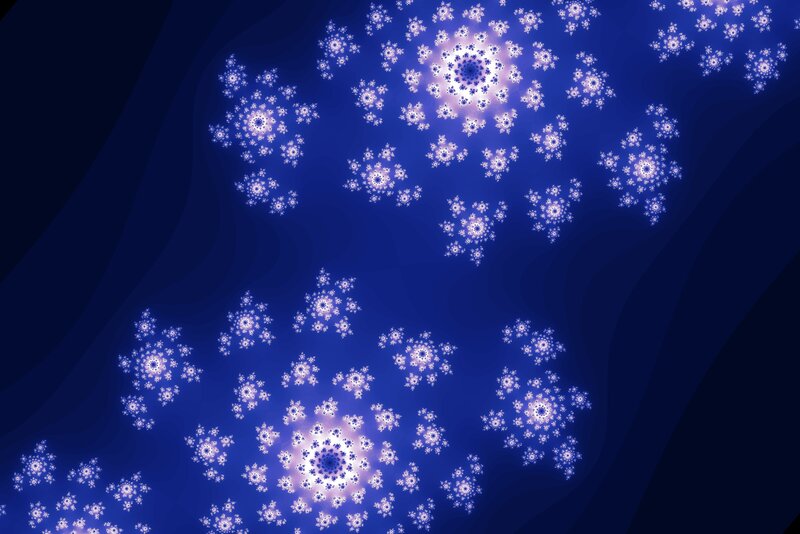 Fractal Snowflake Patterns — Blue, Calm