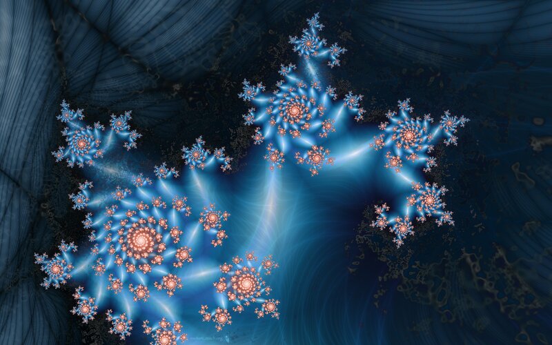 Fractal Snowflake Patterns — Blue, Dramatic